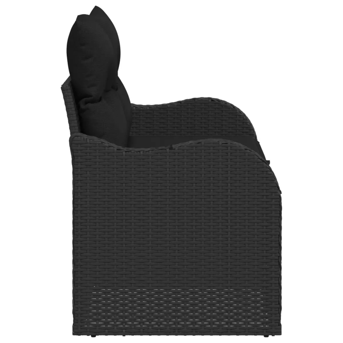 Outdoor Garden Sofa Cushioned Black Poly Rattan 121x62x69 cm