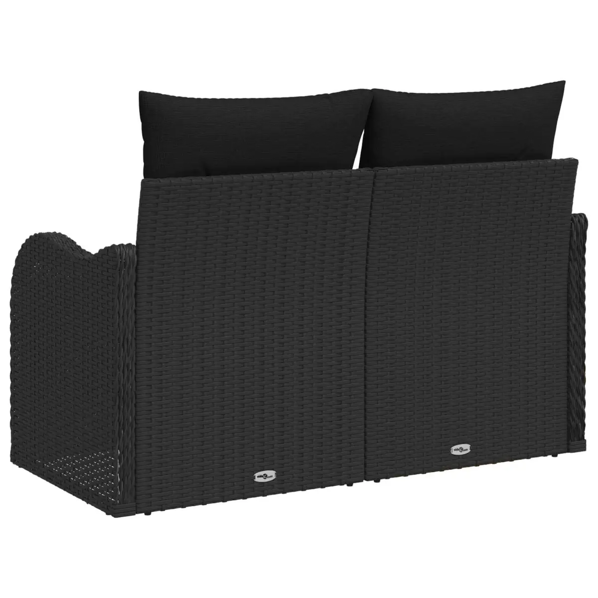 Outdoor Garden Sofa Cushioned Black Poly Rattan 121x62x69 cm