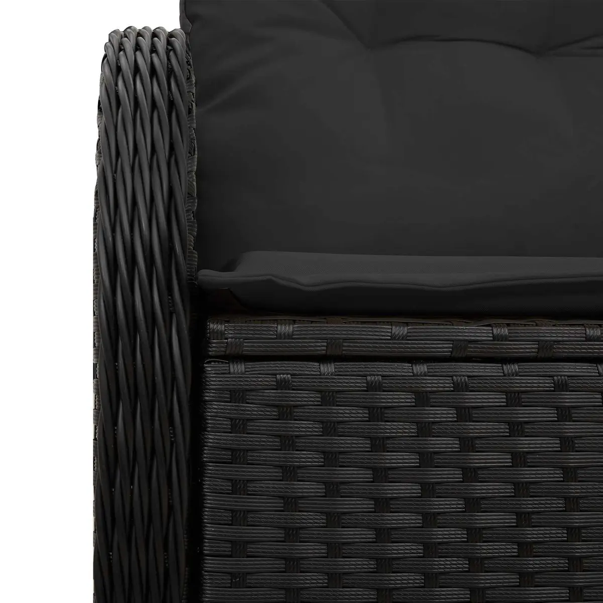 Outdoor Garden Sofa Cushioned Black Poly Rattan 121x62x69 cm