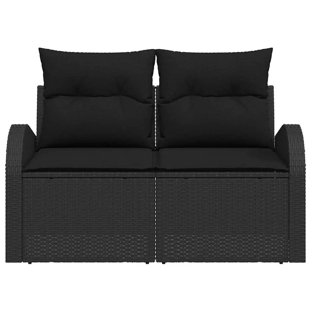 Outdoor Garden Sofa Modern Rattan Black 124 x 62 x 69 cm