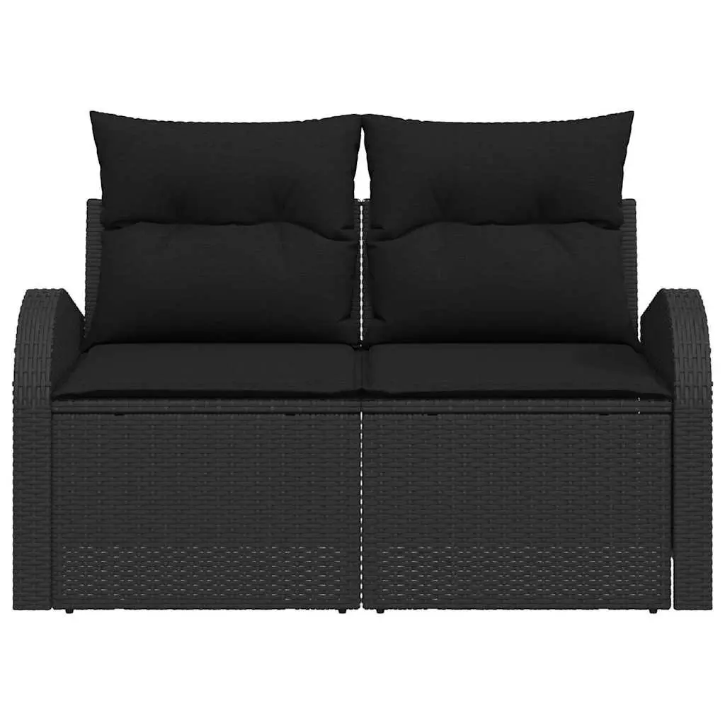 Outdoor Garden Sofa Modern Rattan Black 124 x 62 x 69 cm