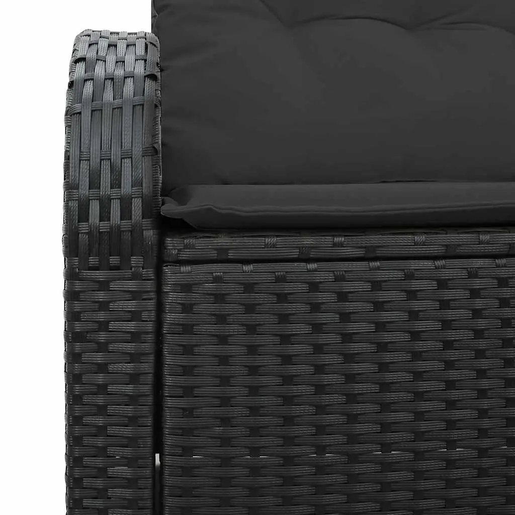 Garden Sofa Outdoor Seating Black Poly Rattan Modern Minimalist Terrace