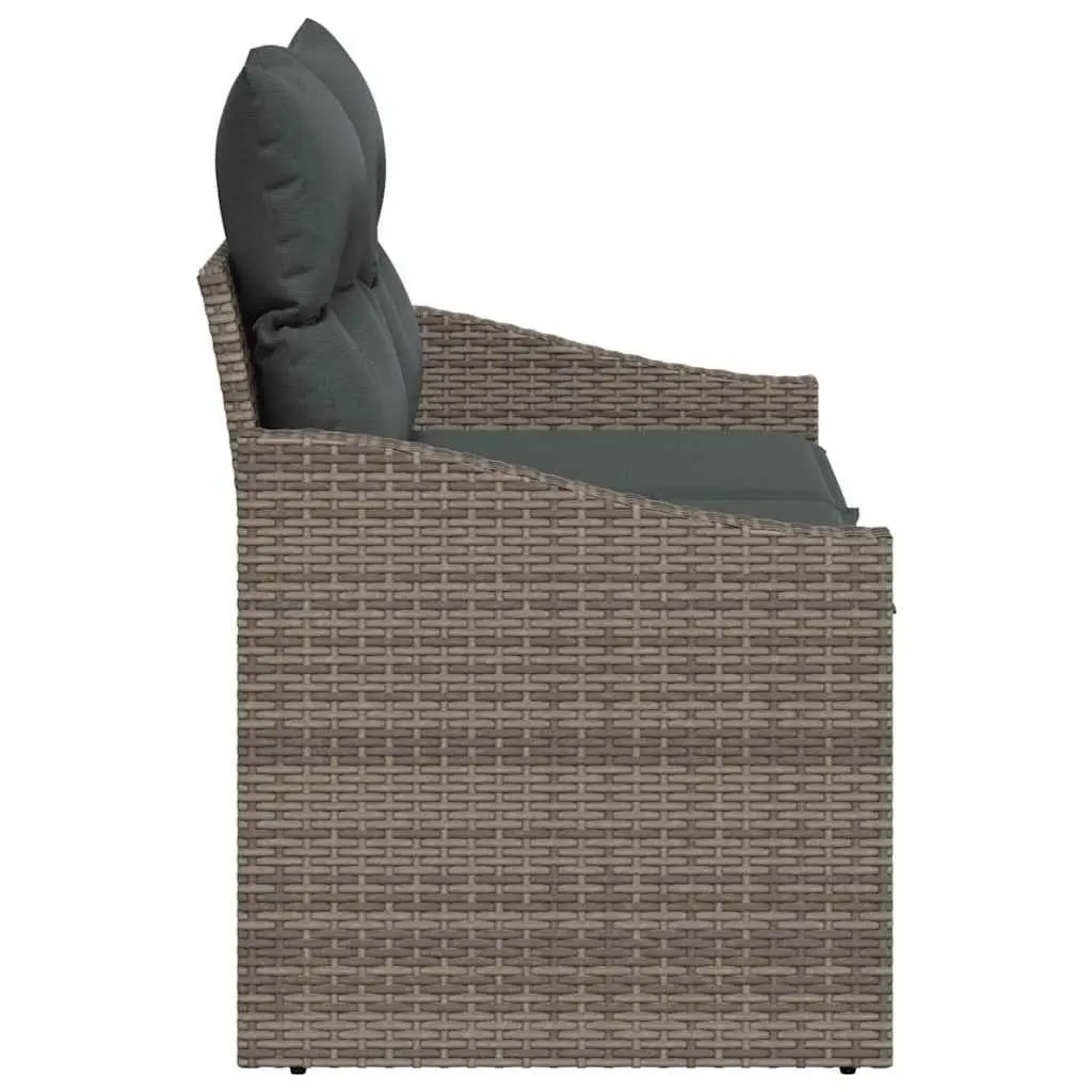 Modular Garden Sofa Grey Poly Rattan Outdoor Seating Furniture 123 x 62 x 69 cm