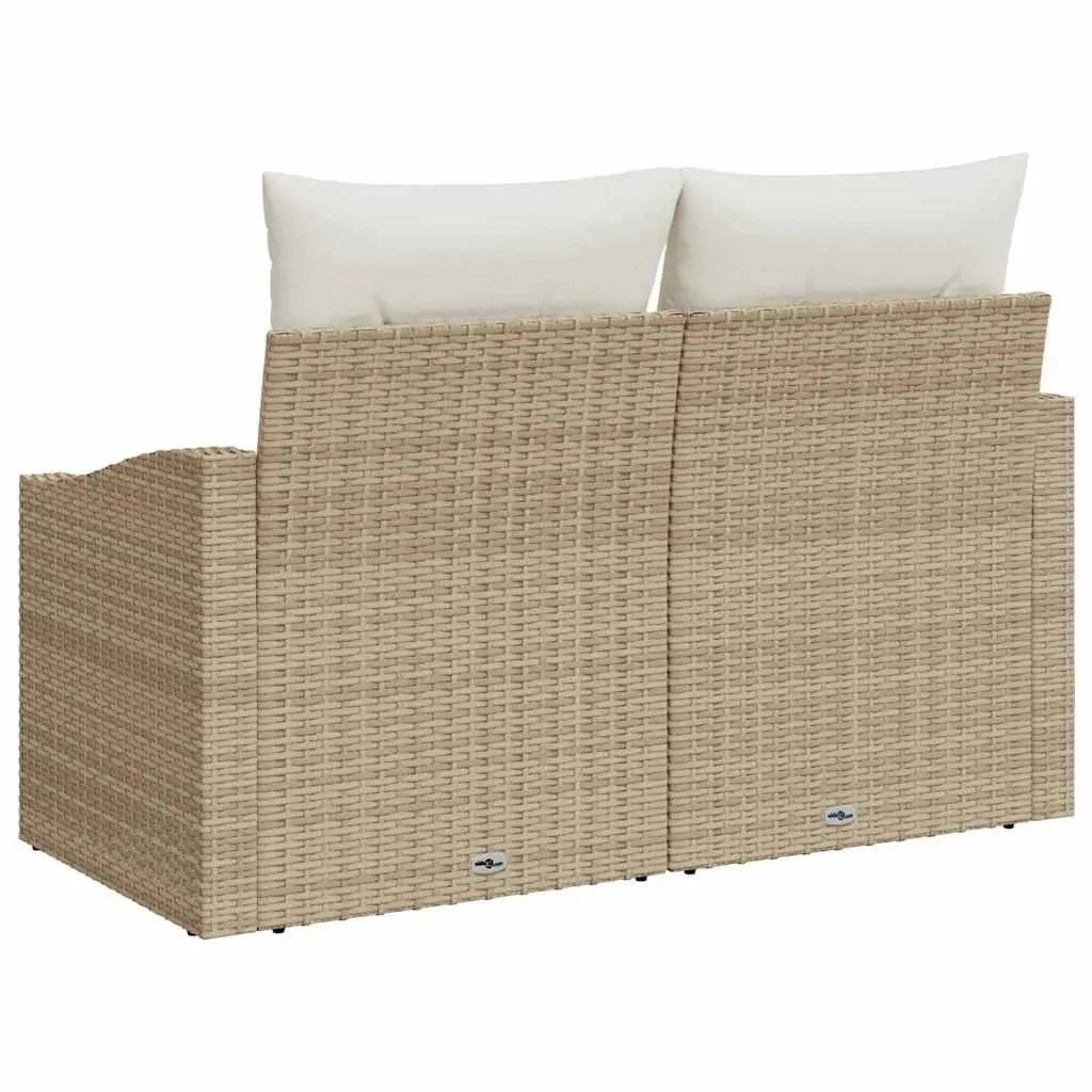 Modular Outdoor Sofa Poly Rattan Beige Weather Resistant Patio Seating 123x62x69cm