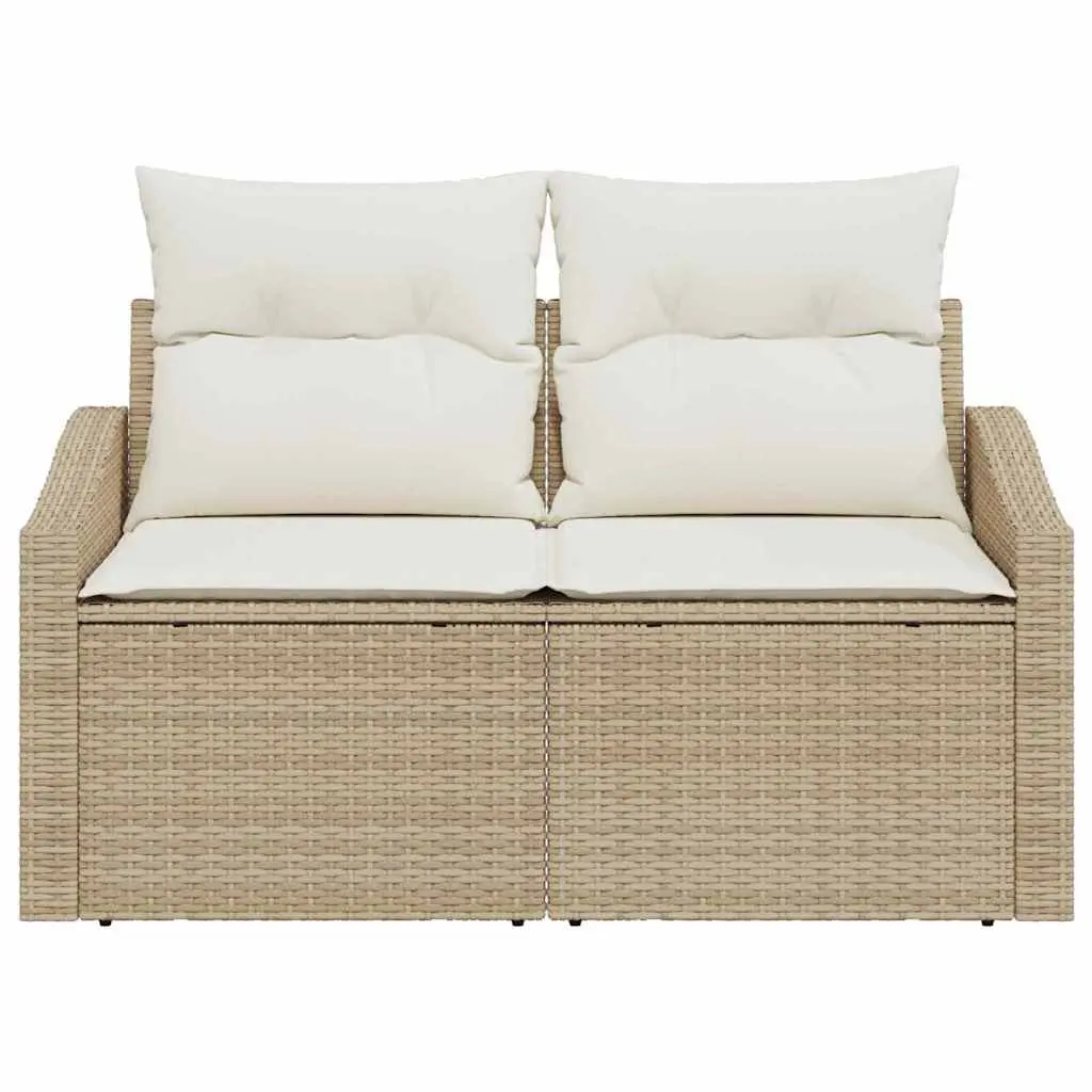 Modular Outdoor Sofa Poly Rattan Beige Weather Resistant Patio Seating 123x62x69cm