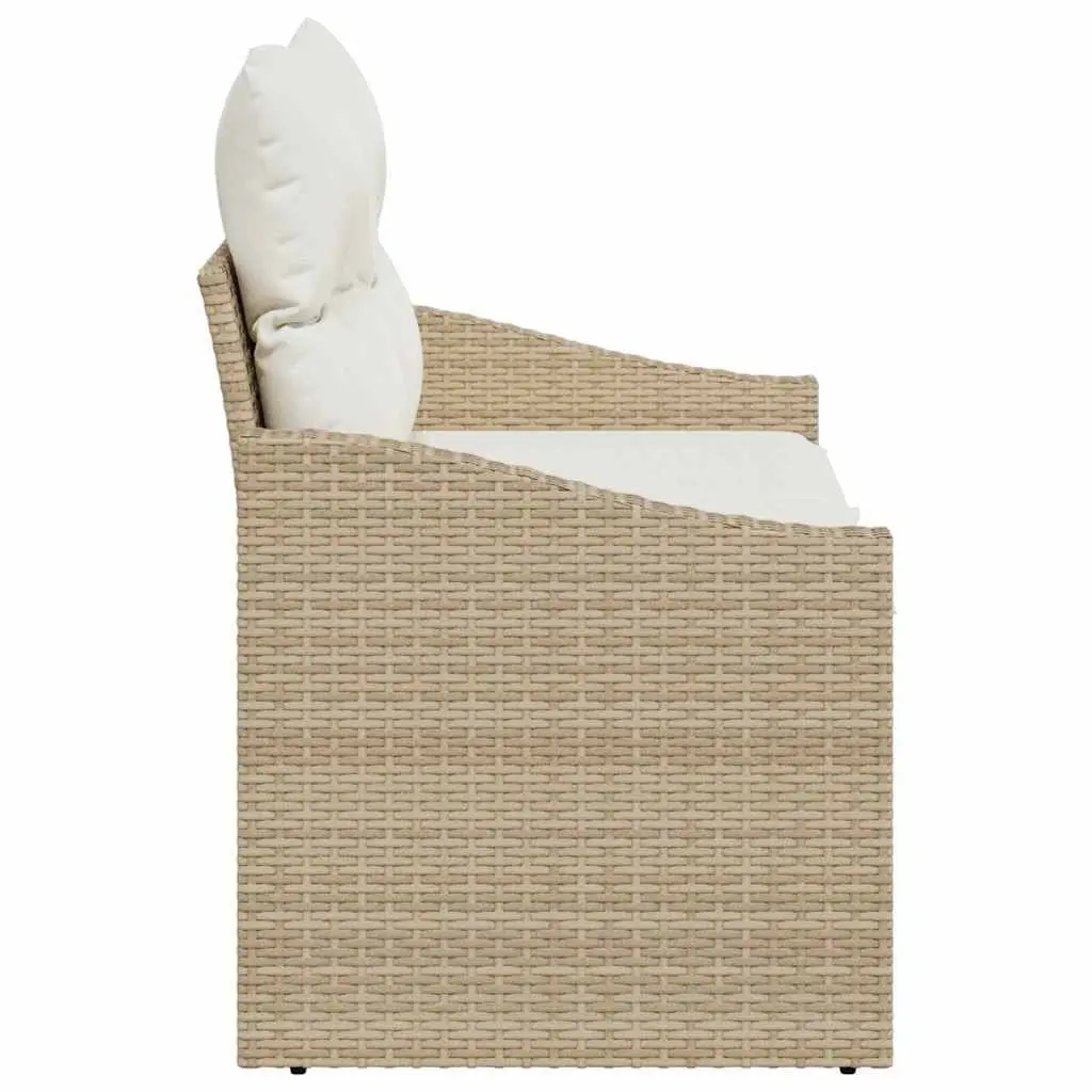 Modular Outdoor Sofa Poly Rattan Beige Weather Resistant Patio Seating 123x62x69cm