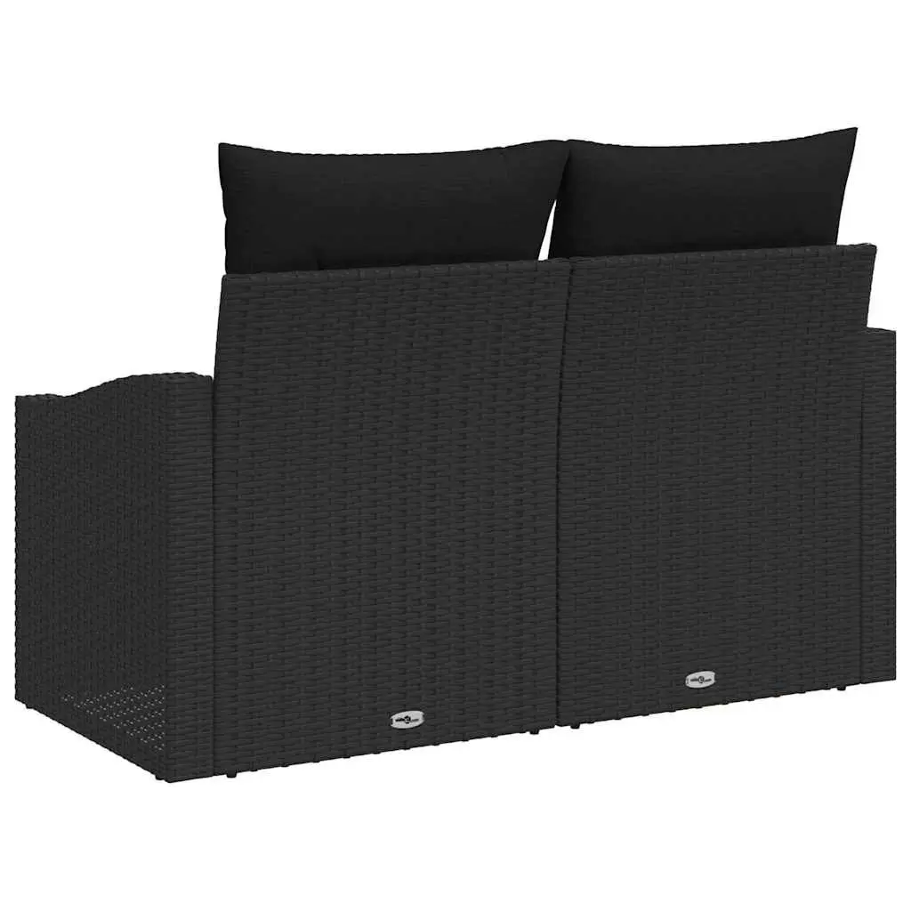 Modular Outdoor Garden Sofa Black Poly Rattan Rectangular