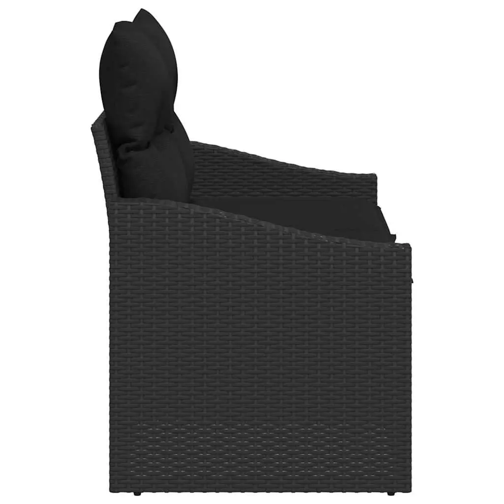Modular Outdoor Garden Sofa Black Poly Rattan Rectangular