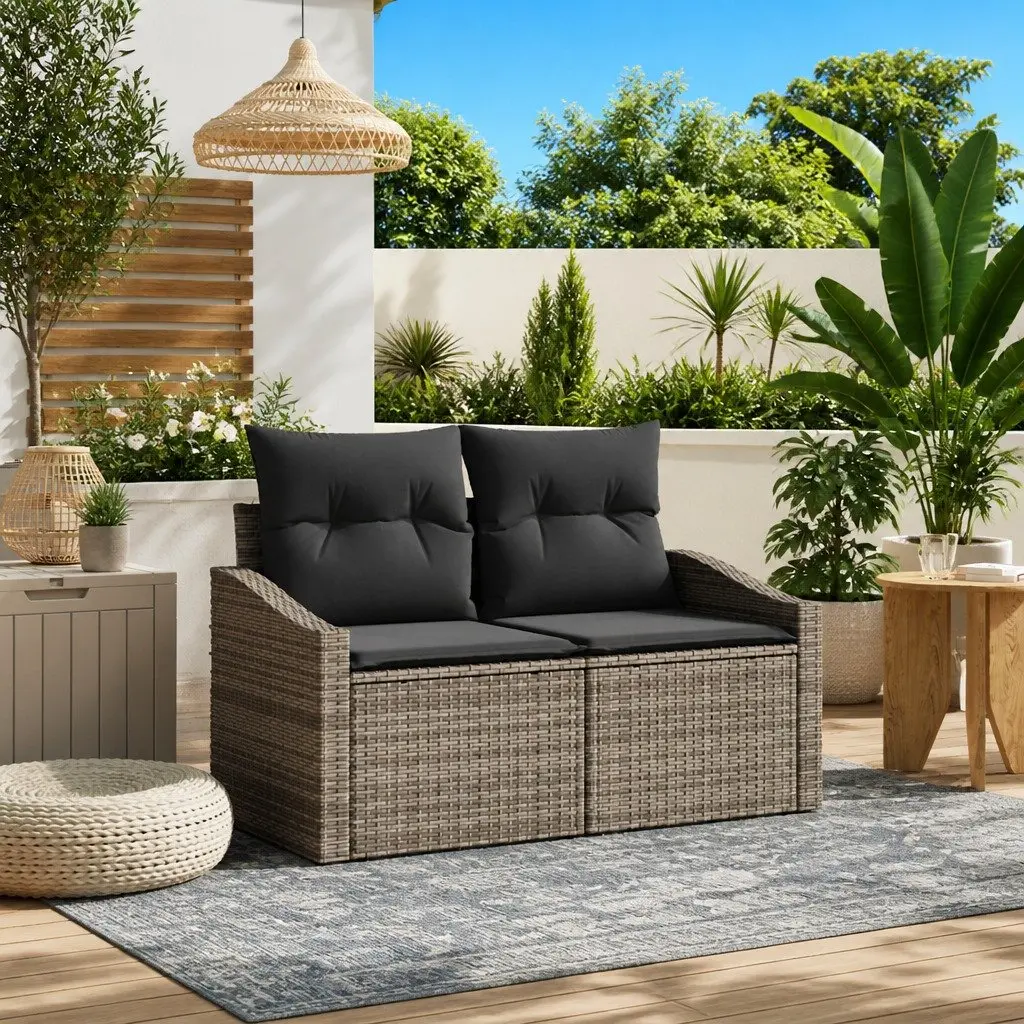 Modular Garden Sofa Poly Rattan Grey Rectangular 123x62x69cm