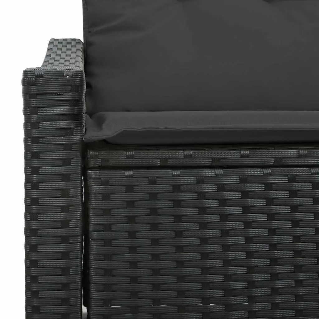 Rectangular Modular Outdoor Sofa Black Poly Rattan for Patio Garden