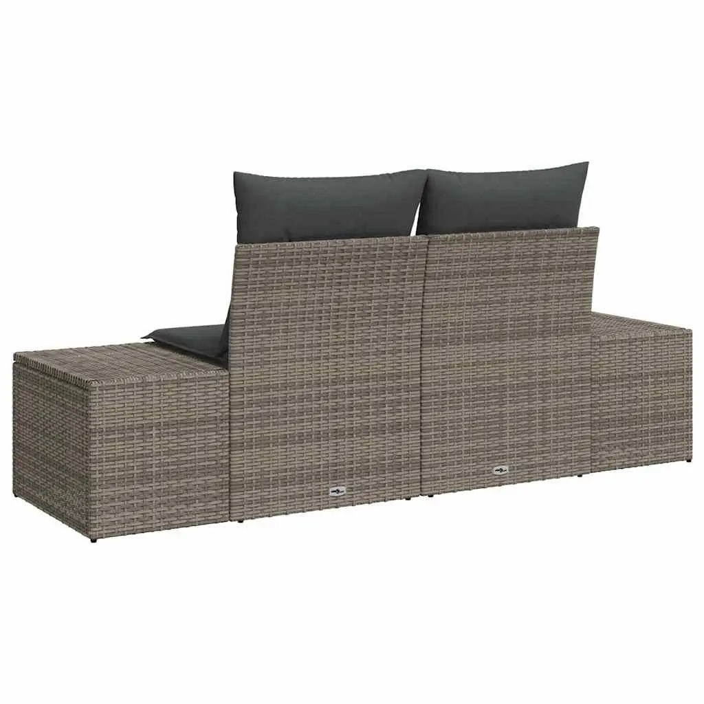 Garden Sofa Outdoor Seating Grey Poly Rattan Steel Frame Patio Furniture