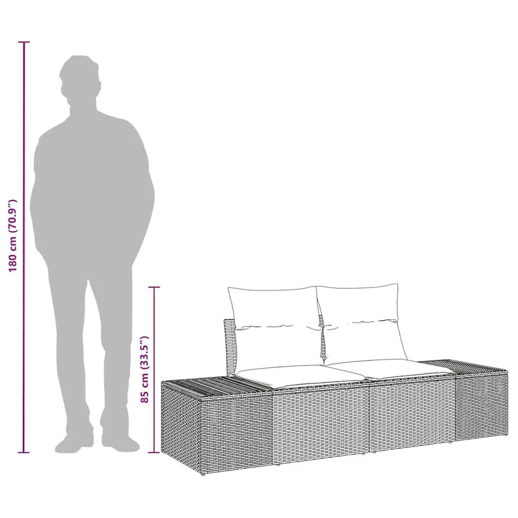 Garden Sofa Outdoor Seating Grey Poly Rattan Steel Frame Patio Furniture