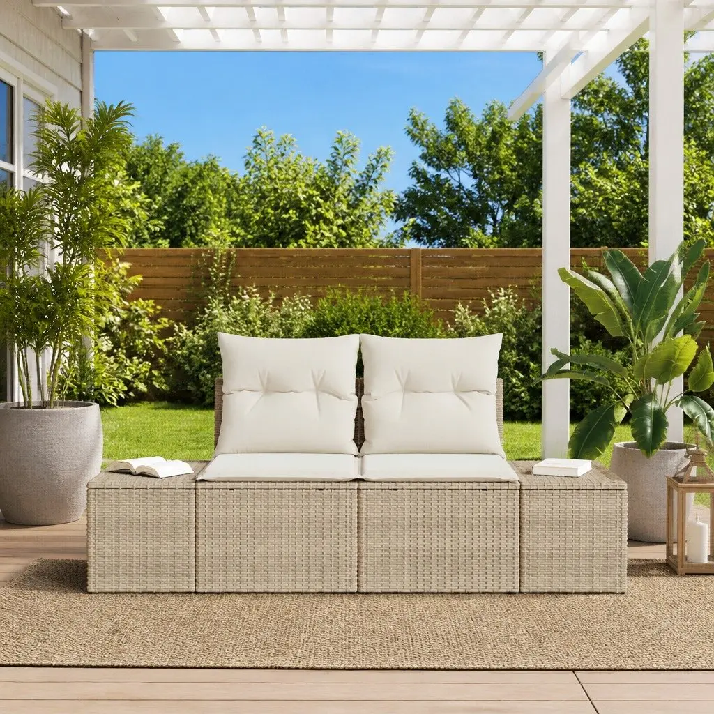 Outdoor Garden Sofa Beige Poly Rattan 184cm