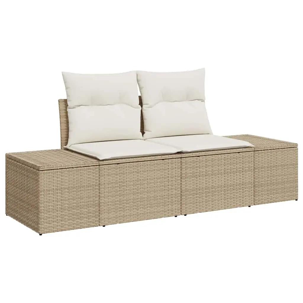 Outdoor Garden Sofa Beige Poly Rattan 184cm