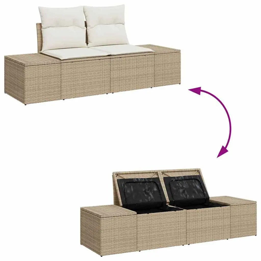 Outdoor Garden Sofa Beige Poly Rattan 184cm
