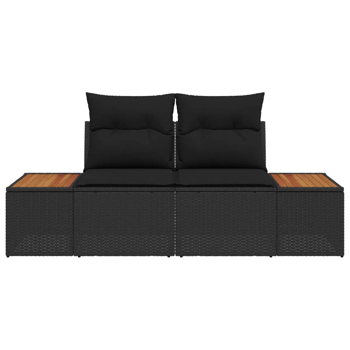Outdoor Garden Sofa Modern Black Poly Rattan 2-Seater Patio Furniture