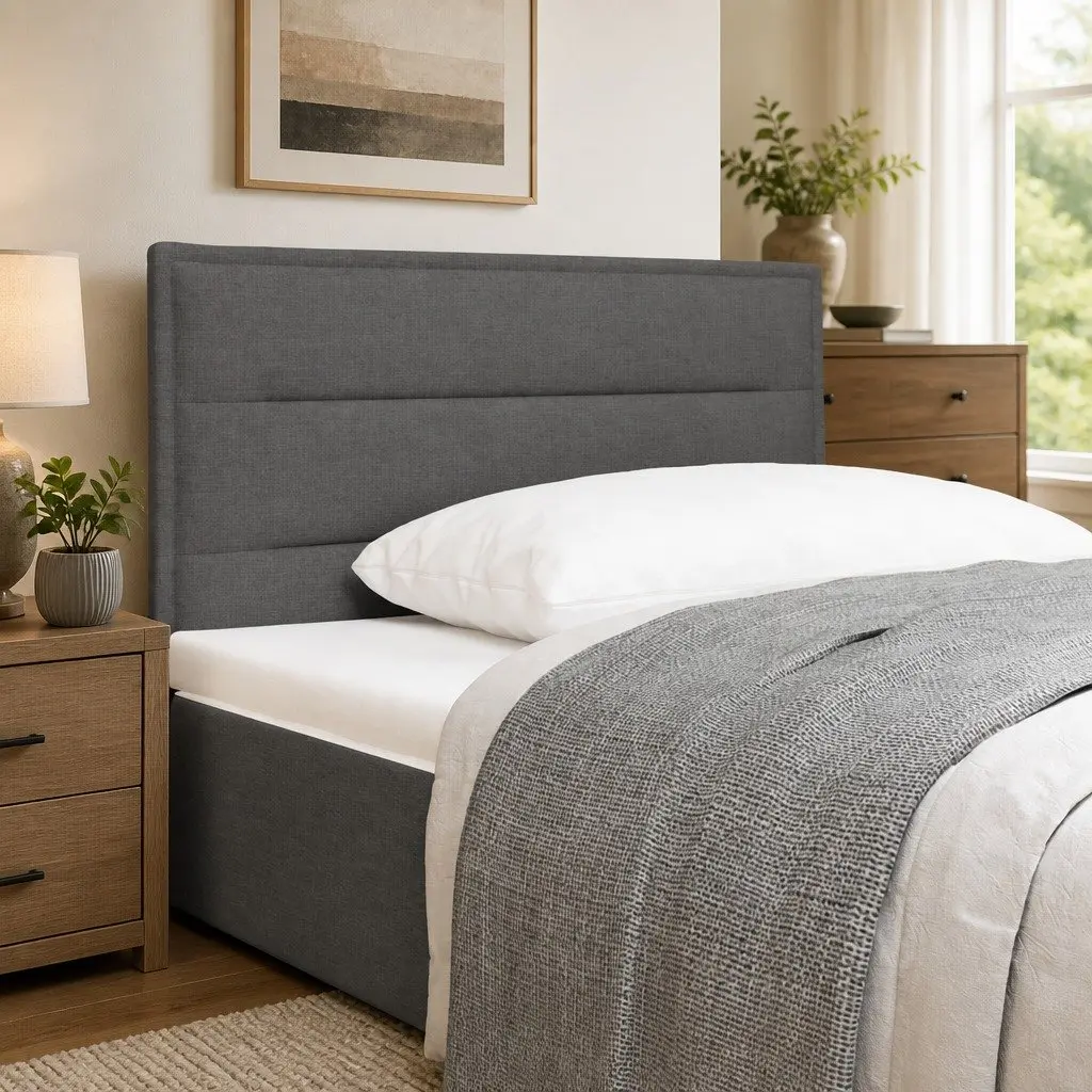 Headboard Height Adjustable Charcoal Fabric 100cm Modern Bedroom Furniture
