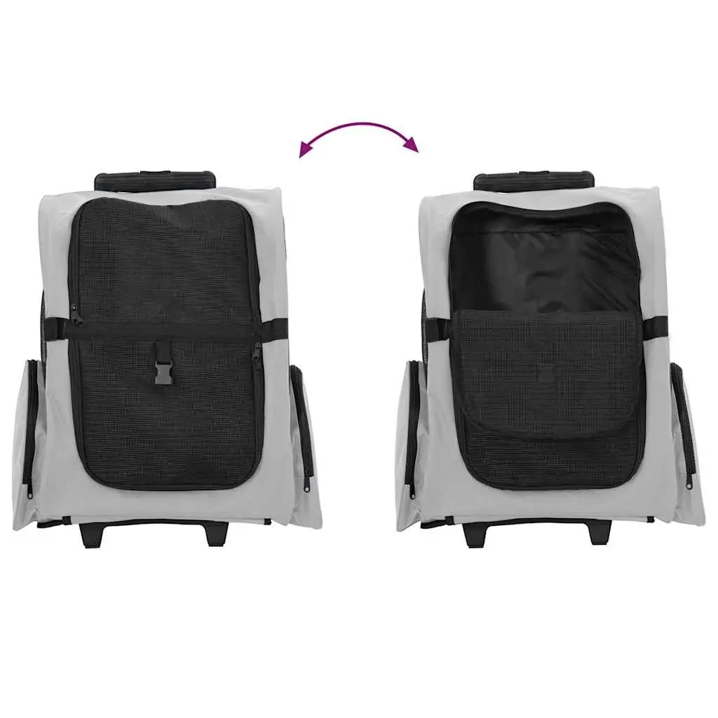 Pet Trolley 3-in-1 Rolling Carrier Backpack Hand Bag Grey Adjustable Handle