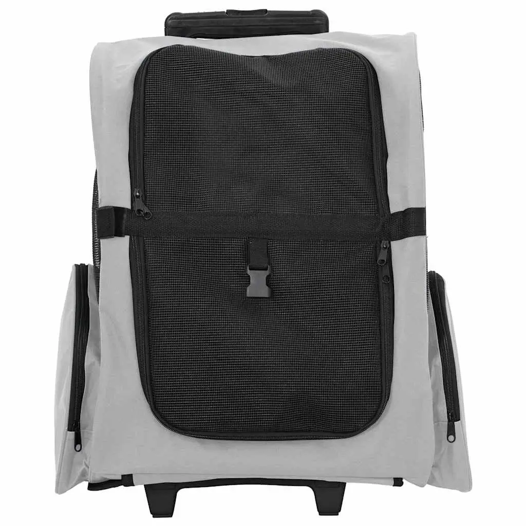 Pet Trolley 3-in-1 Rolling Carrier Backpack Hand Bag Grey Adjustable Handle