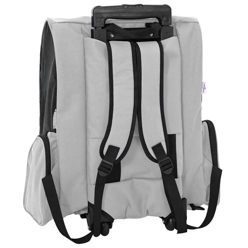 Pet Trolley 3-in-1 Rolling Carrier Backpack Hand Bag Grey Adjustable Handle