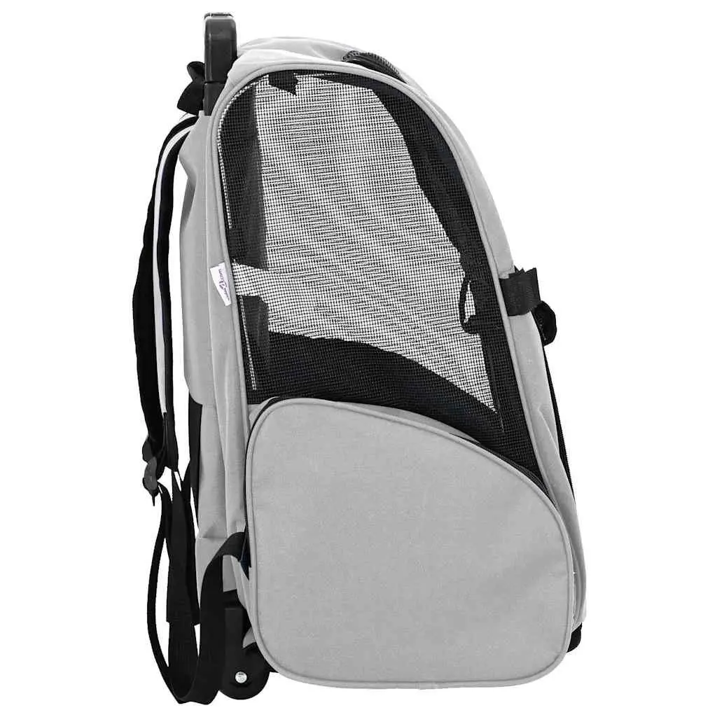 Pet Trolley 3-in-1 Rolling Carrier Backpack Hand Bag Grey Adjustable Handle