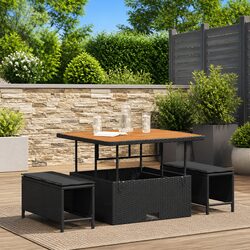 Friendly Outdoor Dining Set in Black Poly Rattan