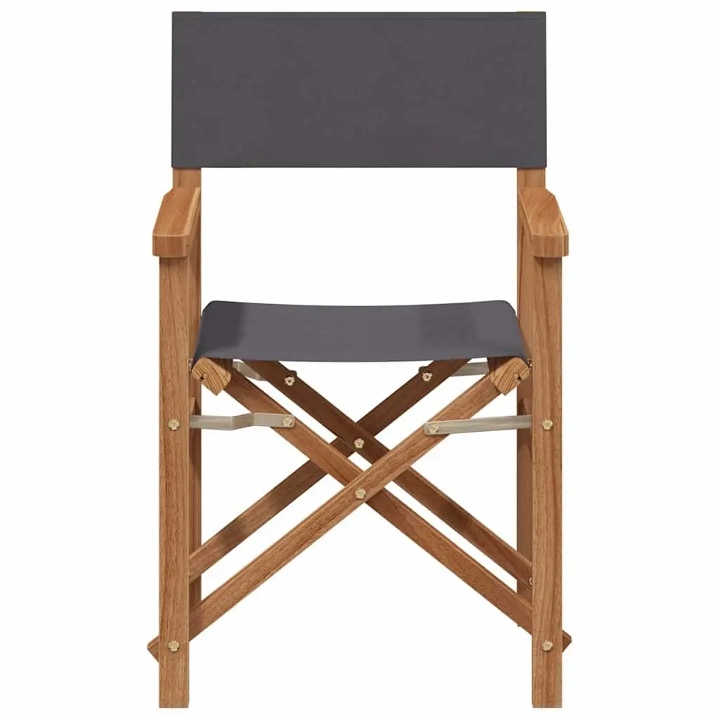 Folding Director Chair Teak Frame Padded Grey Outdoor