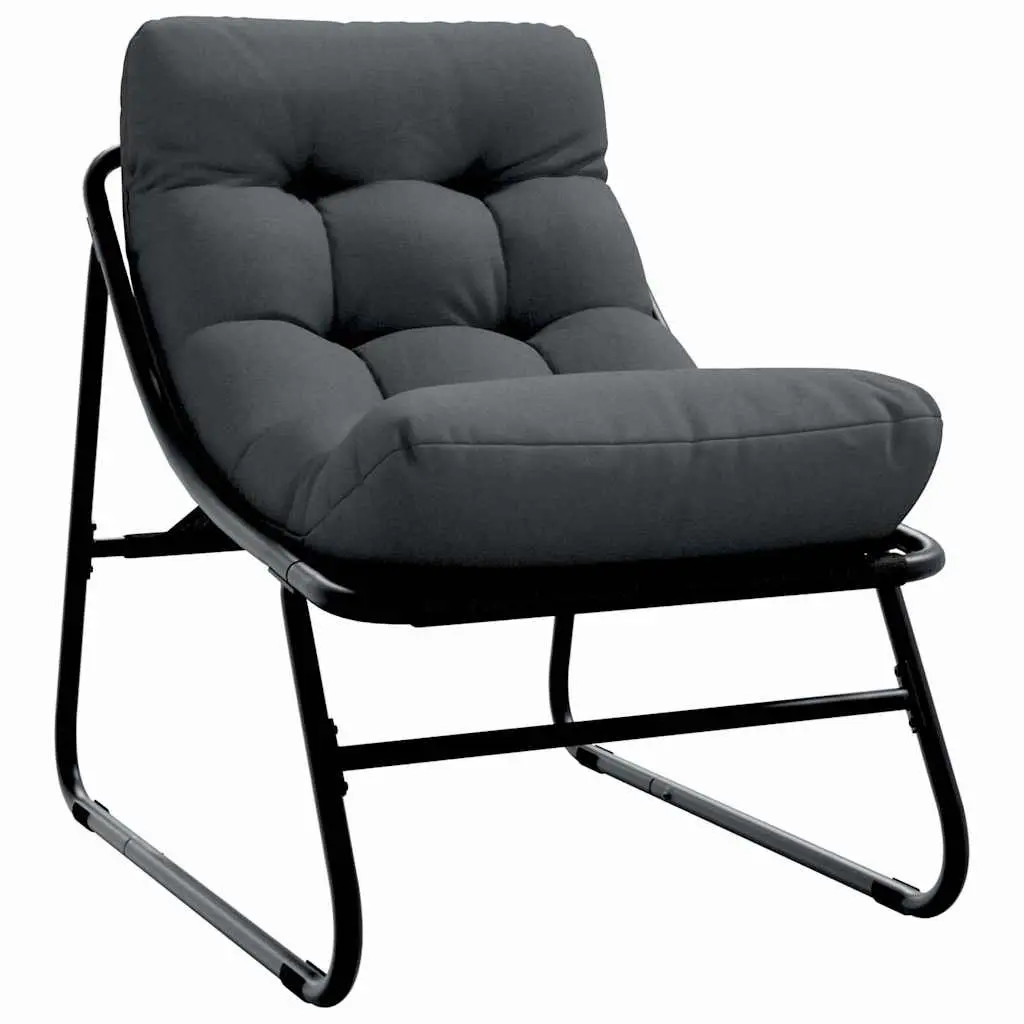 Outdoor Garden Chairs 2 pcs Black Powder-Coated Steel Patio Seating Set