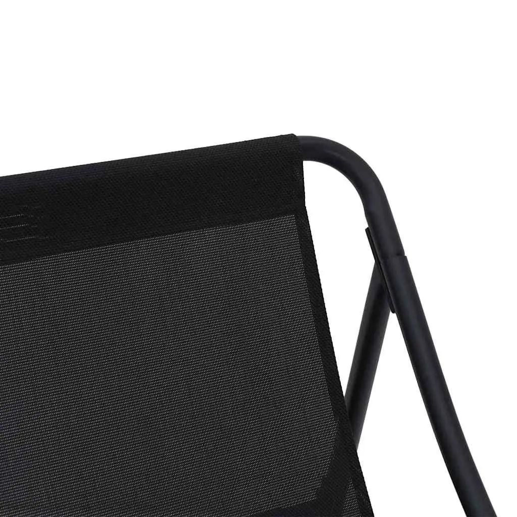 Outdoor Garden Chairs 2 pcs Black Powder-Coated Steel Patio Seating Set