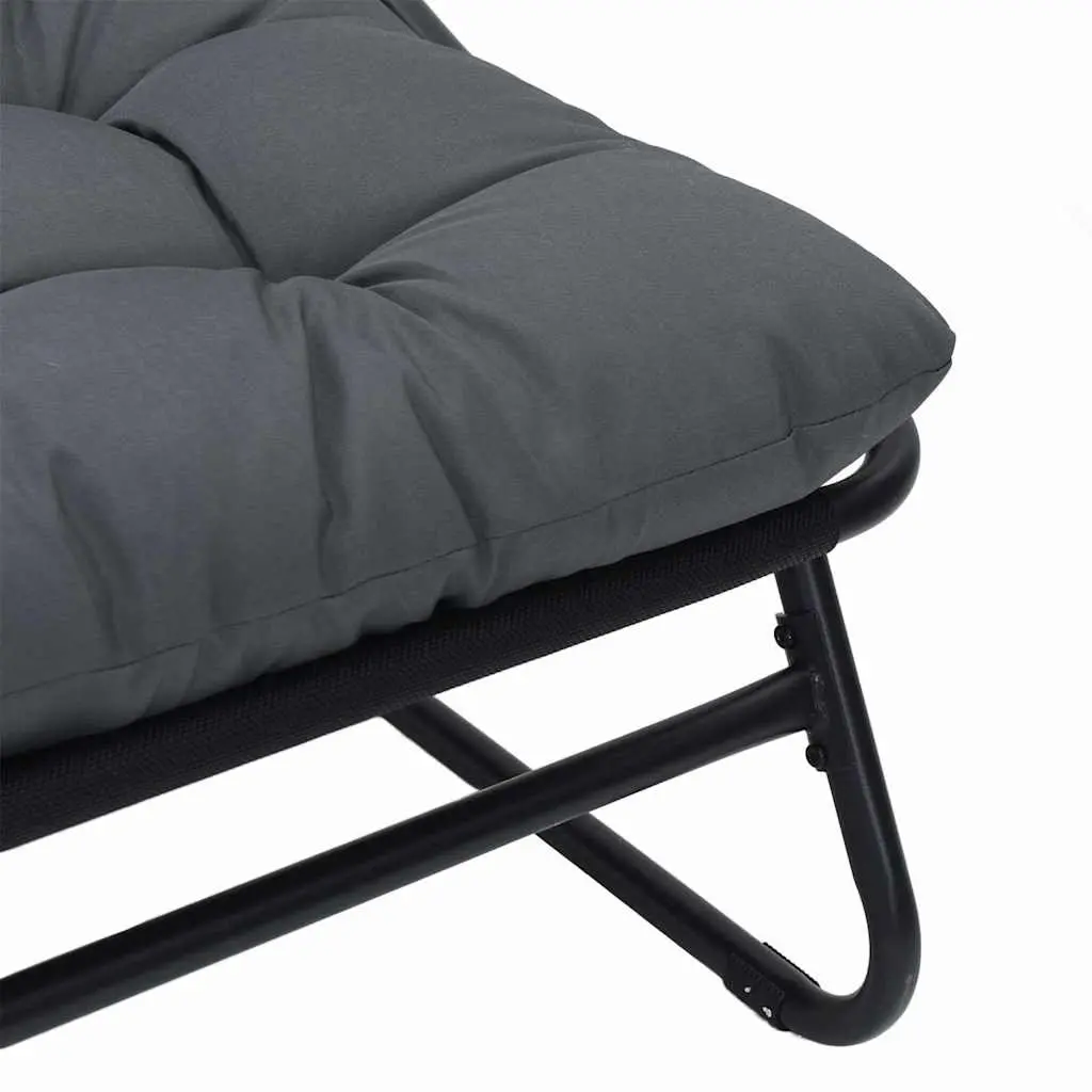 Outdoor Garden Chairs 2 pcs Black Powder-Coated Steel Patio Seating Set