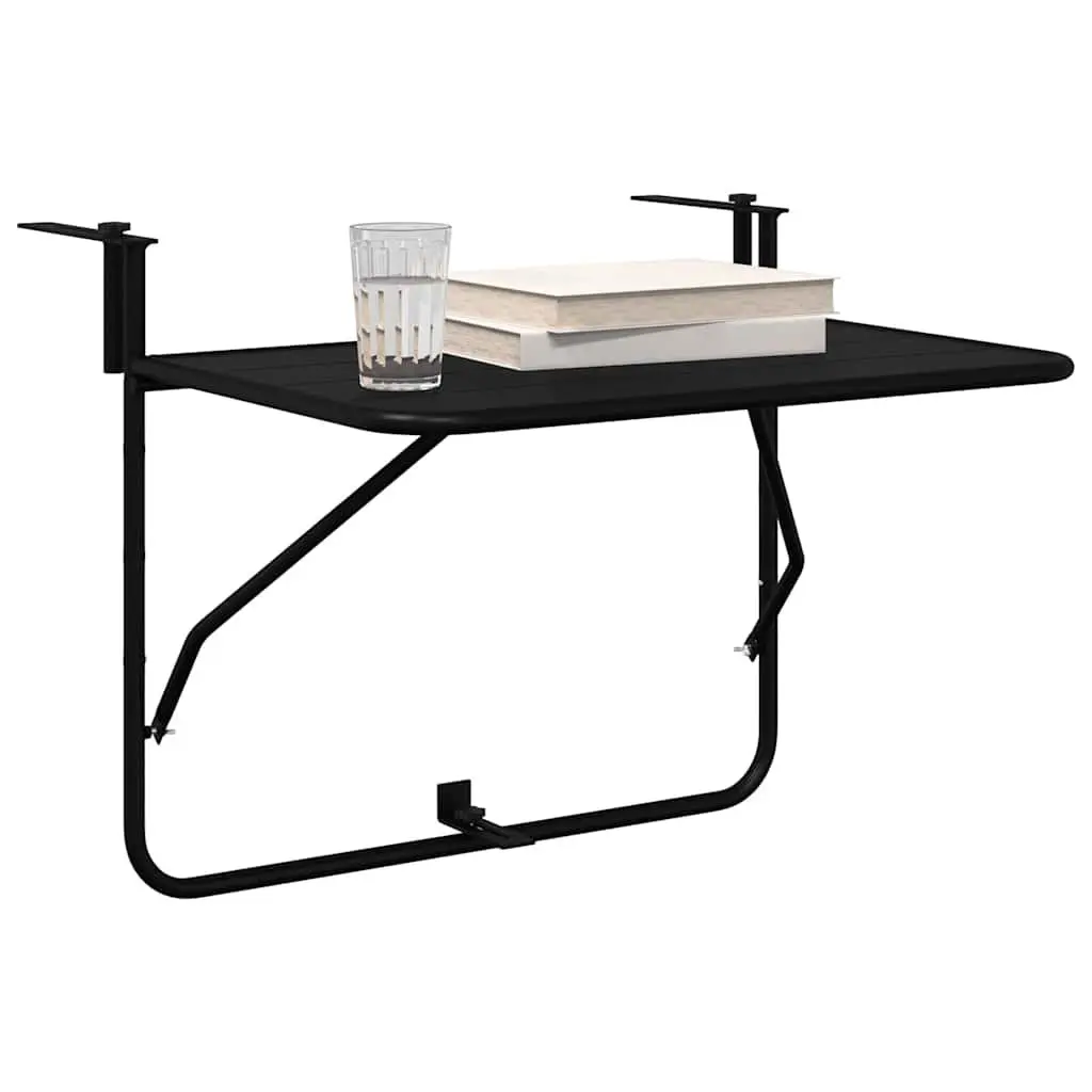 Foldable Hanging Balcony Table Black Steel 60x39x65cm