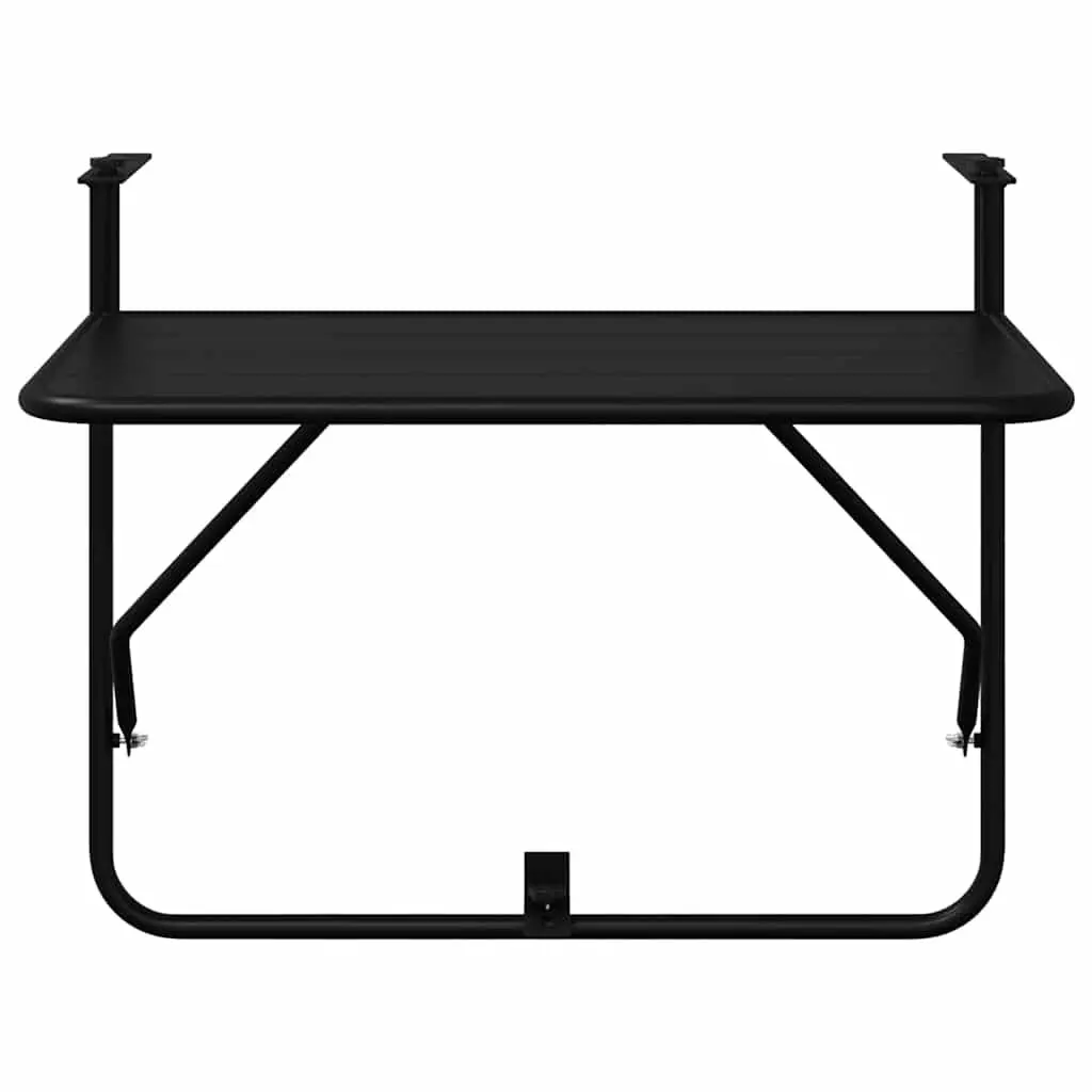 Foldable Hanging Balcony Table Black Steel 60x39x65cm