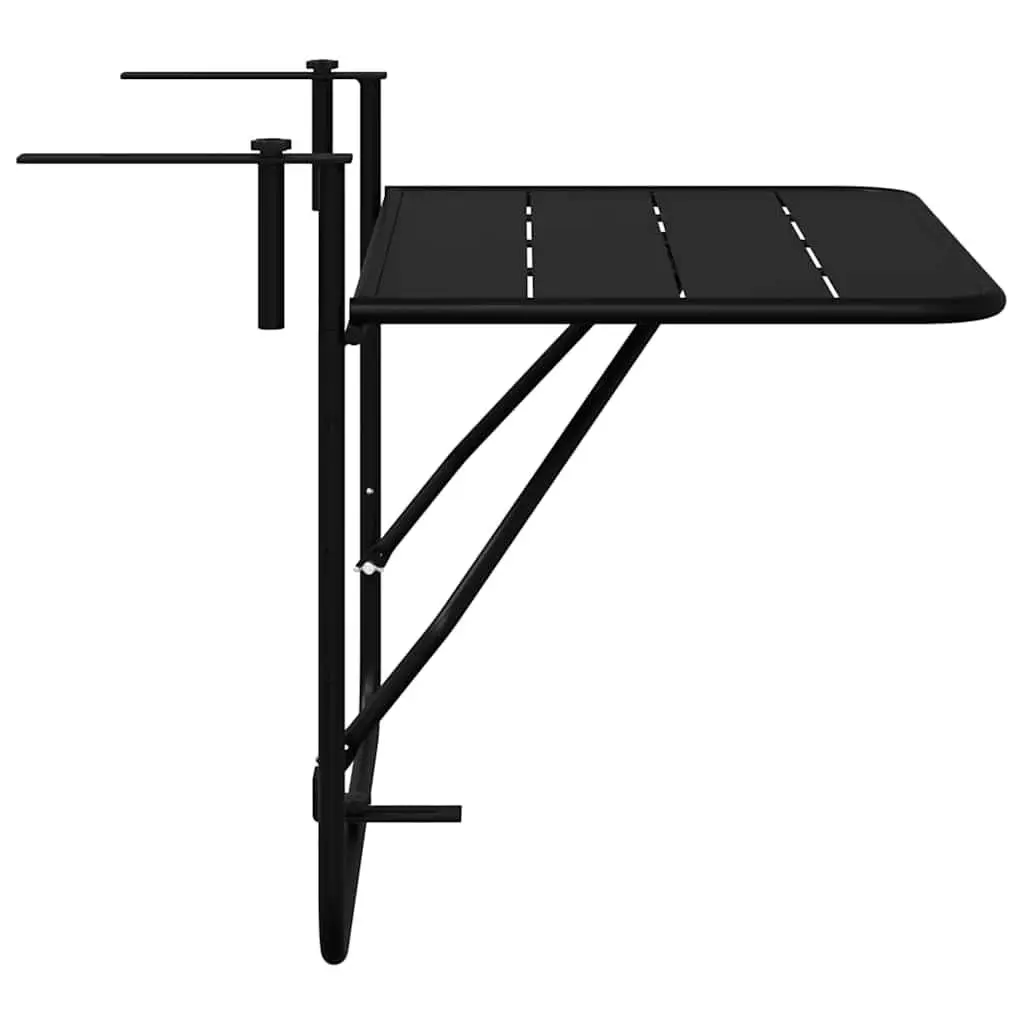 Foldable Hanging Balcony Table Black Steel 60x39x65cm