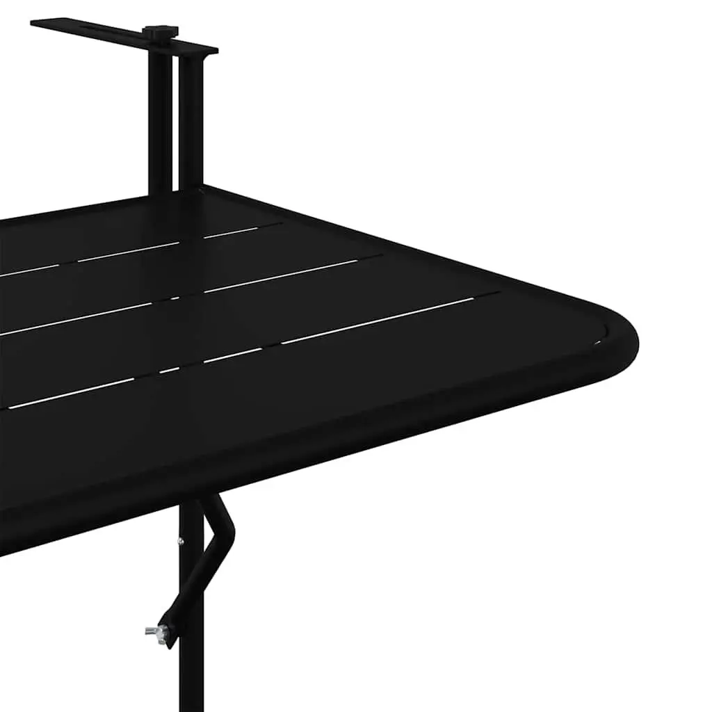 Foldable Hanging Balcony Table Black Steel 60x39x65cm