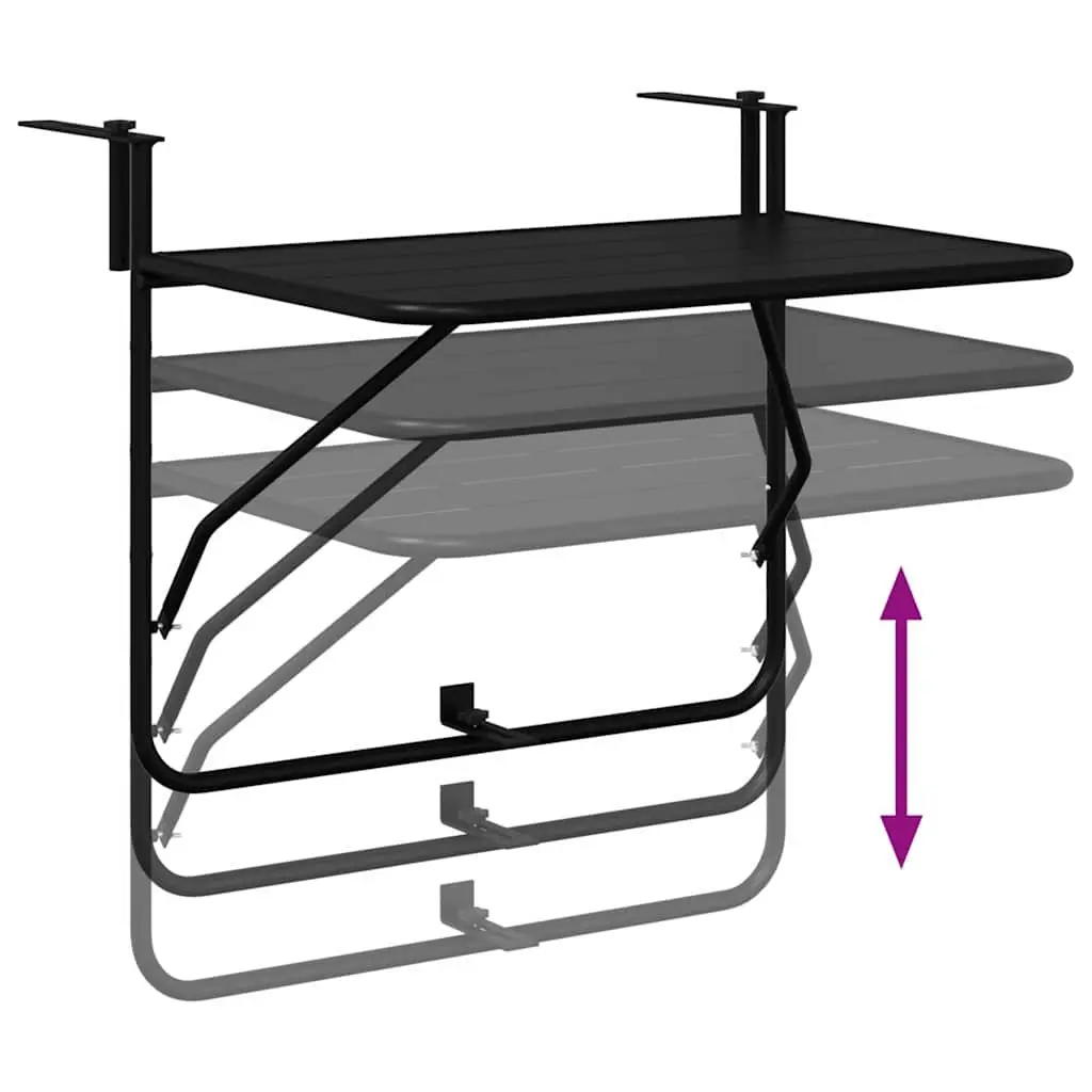 Foldable Hanging Balcony Table Black Steel 60x39x65cm