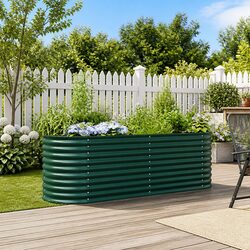 Raised Garden Bed 240x80x81cm Green Steel Planter Box Outdoor Gardening