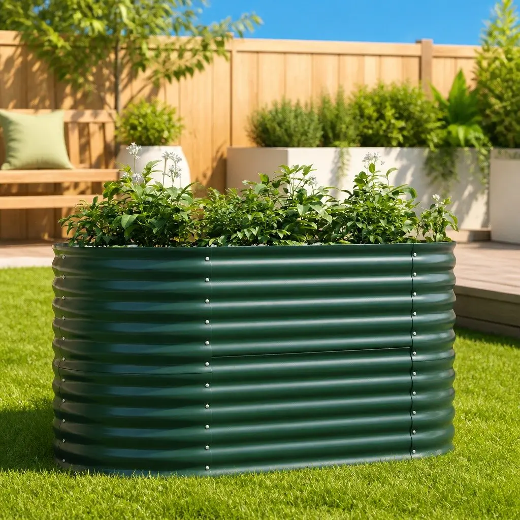 Raised Garden Bed Steel Green 160 x 80 x 81 cm Outdoor Planter Box