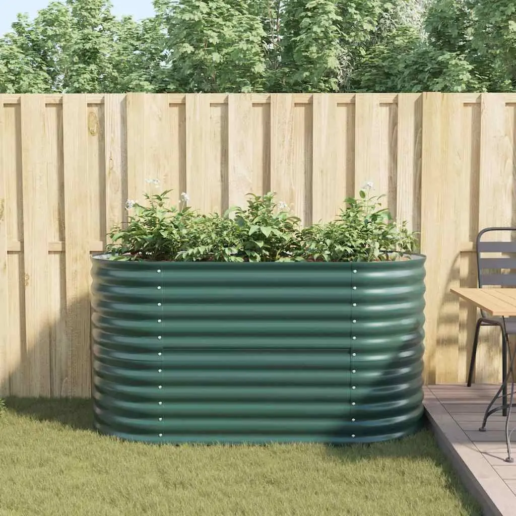 Raised Garden Bed Steel Green 160 x 80 x 81 cm Outdoor Planter Box