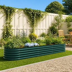 Raised Garden Bed 320 x 80 x 44 cm Green Steel Planter Box Outdoor Gardening