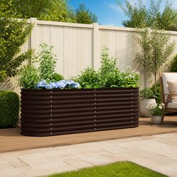 Raised Garden Bed 240x80x81cm Brown Steel Planter Box Outdoor Gardening