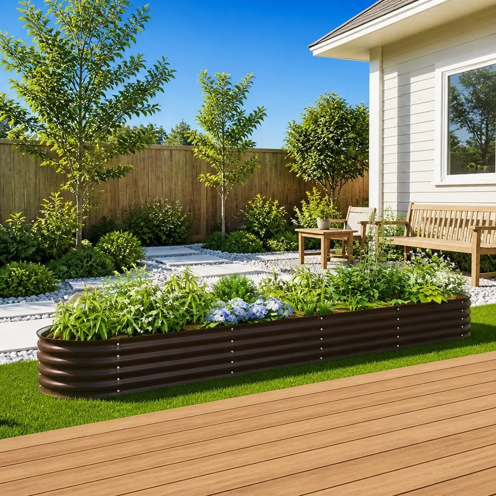 400x80x44cm Brown Raised Bed Planter