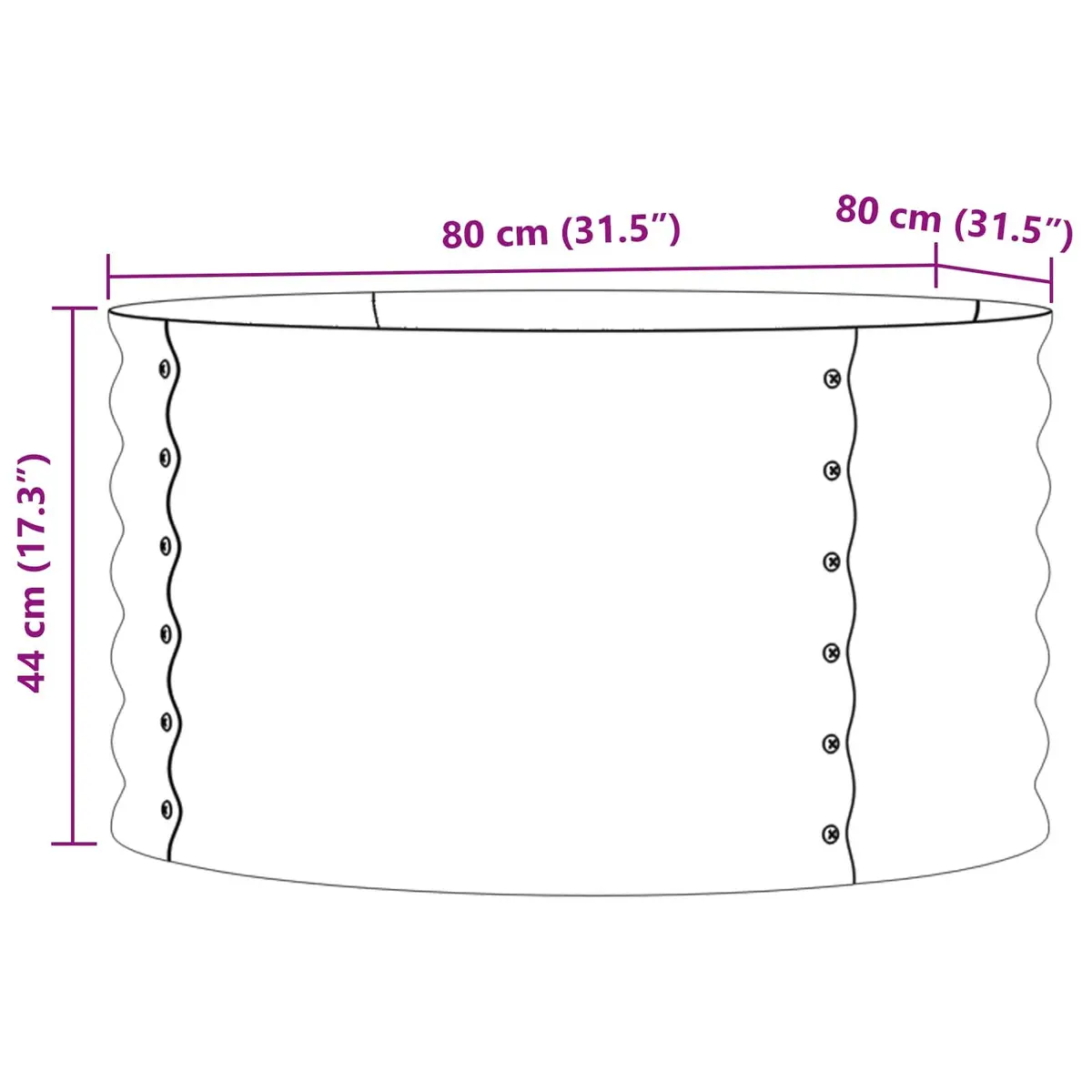 Raised Garden Bed 80x80x44cm Brown Steel Outdoor Planter Box Modern Design