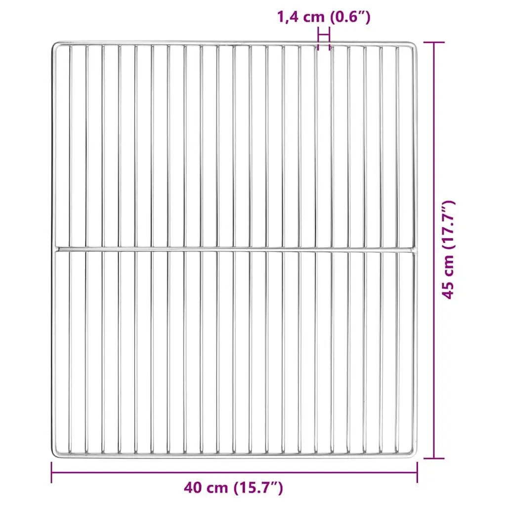 Rectangular Stainless Steel Grill Grate Silver 45 x 40 cm Outdoor Cooking