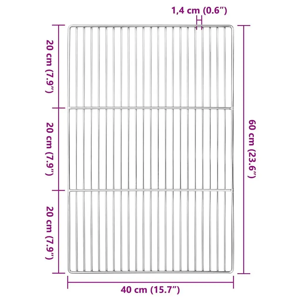 Stainless Steel Rectangular Grill Grate 60 x 40 cm Silver Outdoor Cooking
