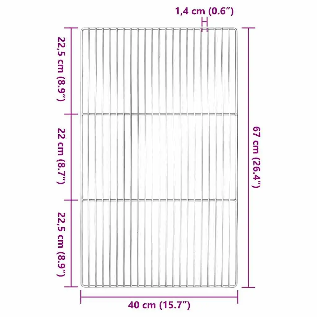 Rectangular Grill Grate Stainless Steel 67 x 40 cm Silver Outdoor Cooking