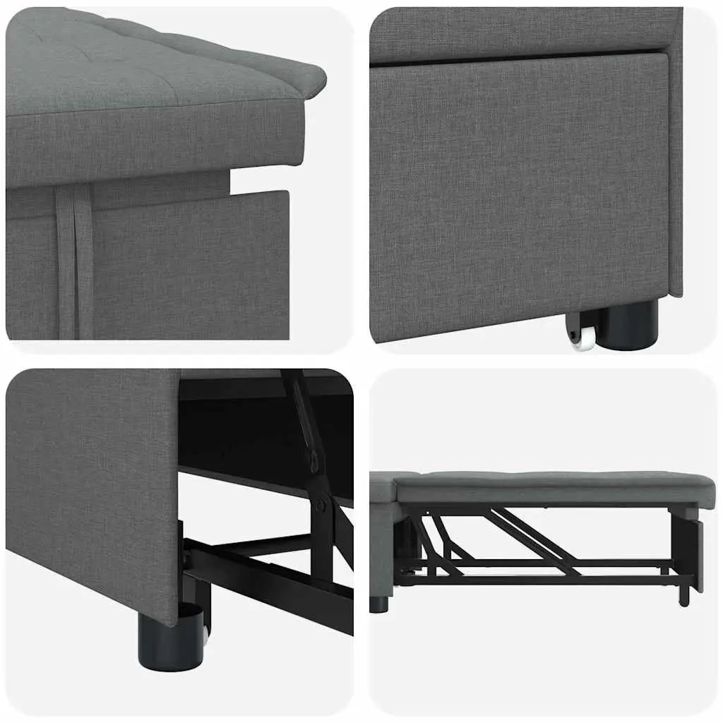 Pull Out Sofa Bed Grey Modern Convertible Single Sleeper 194 x 50 x 82 cm