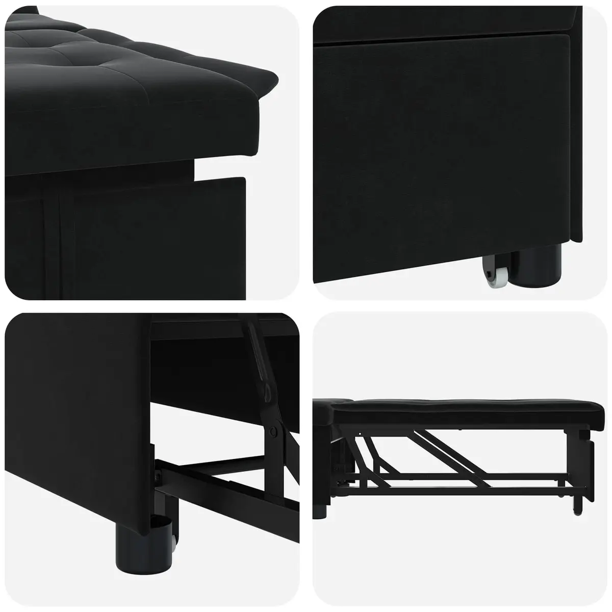 Sofa Bed Black 194 x 67 x 82 cm Convertible Lounge Modern Living Room Furniture