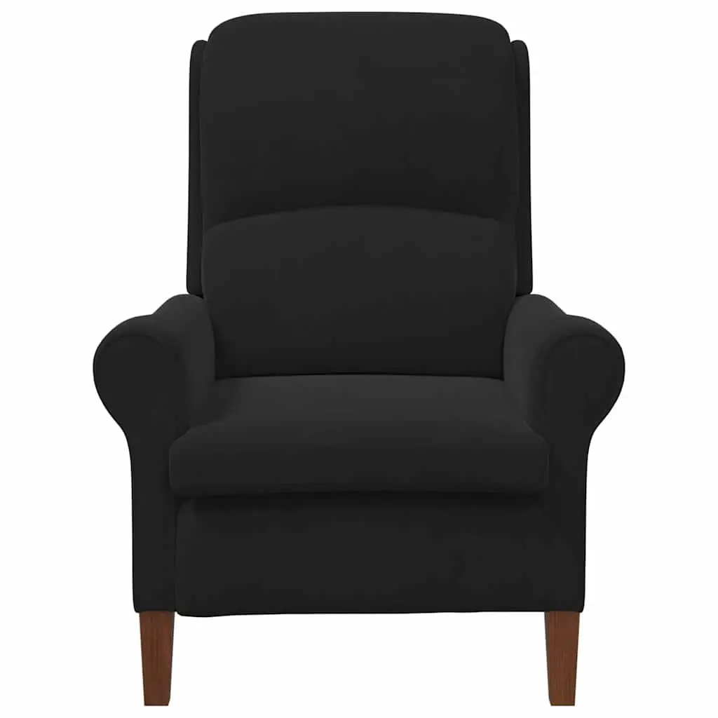 Modern Armchair Black Velvet Upholstered Lounge Chair with Rolled Armrests High
