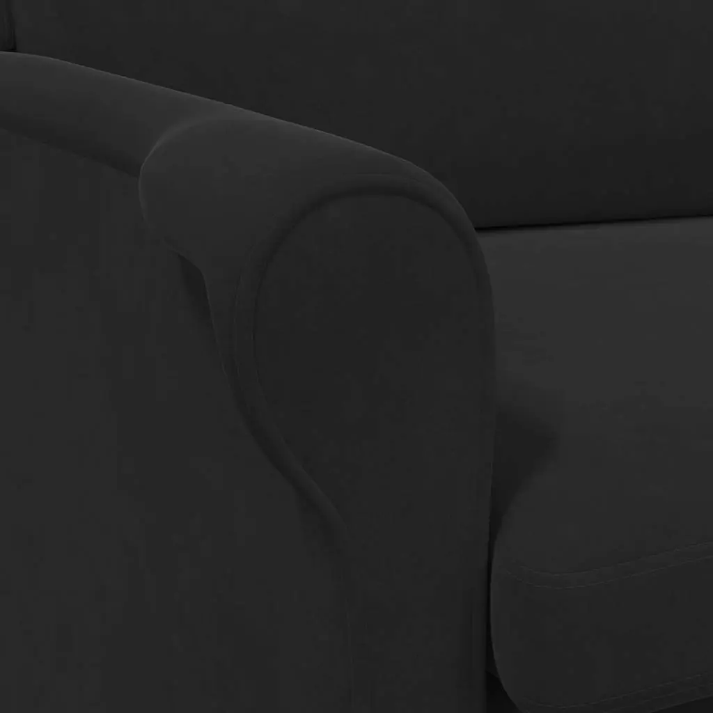 Modern Armchair Black Velvet Upholstered Lounge Chair with Rolled Armrests High