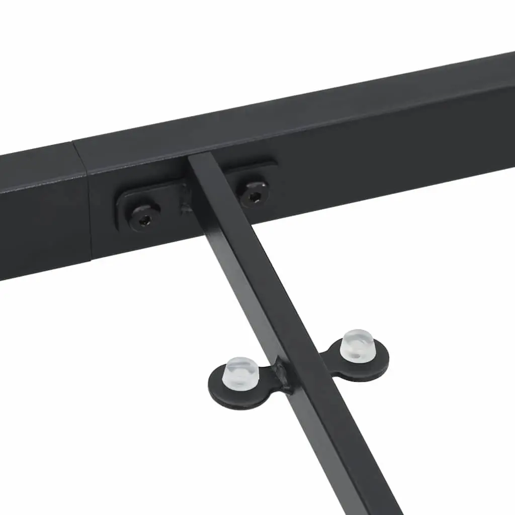 Garden Table Outdoor Patio Dining Metal Frame Tempered Glass Top Black